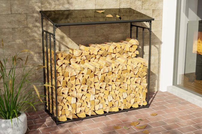 Wiata zadaszenie na drewno kominkowe aluminiowa grafitowa RUST XLL