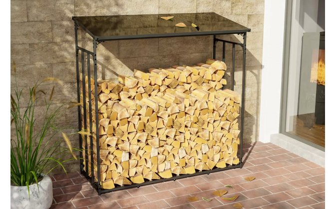 Wiata zadaszenie na drewno kominkowe aluminiowa grafitowa RUST XLL