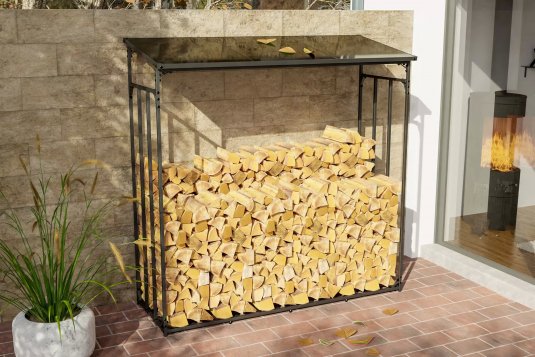 Wiata zadaszenie na drewno kominkowe aluminiowa grafitowa RUST XXL