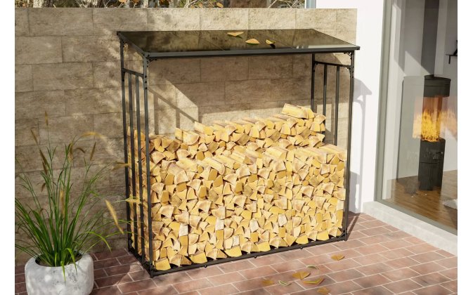 Wiata zadaszenie na drewno kominkowe aluminiowa grafitowa RUST XXL