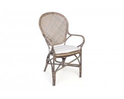 Szarobrązowe klasyczne wysokie krzesło z naturalnego rattanu EDELINA bizzotto