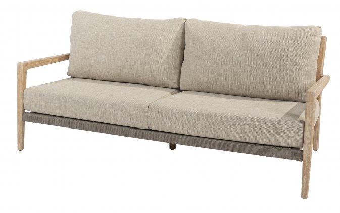 Sofa wypoczynkowa ze szczotkowanego drewna JULIA  4SO poduszki taupe