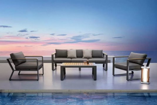 Meble wypoczynkowe ogrodowe na taras aluminiowe antracyt EXEE 2.0 Higold 3-osobowa sofa