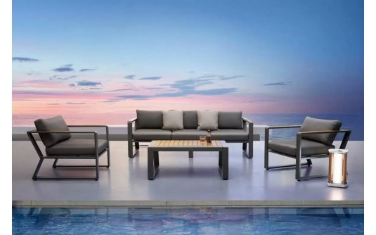 Meble wypoczynkowe ogrodowe na taras aluminiowe antracyt EXEE 2.0 Higold 3-osobowa sofa Meble wypoczynkowe ogrodowe na taras aluminiowe antracyt EXEE 2.0 Higold 3-osobowa sofa