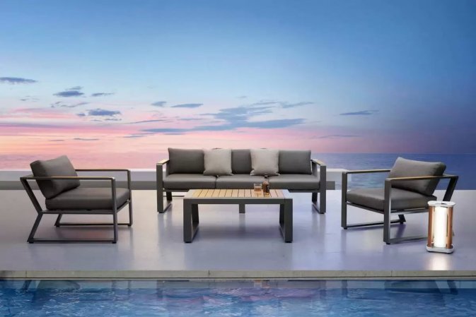 Meble wypoczynkowe ogrodowe na taras aluminiowe antracyt EXEE 2.0 Higold 3-osobowa sofa