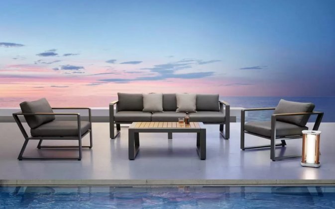 Meble wypoczynkowe ogrodowe na taras aluminiowe antracyt EXEE 2.0 Higold 3-osobowa sofa