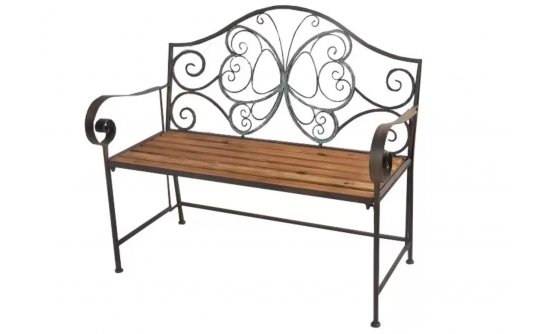 Ławka ogrodowa brązowa postarzana prowansalska siedzisko drewno BLACKIE Ławka ogrodowa brązowa postarzana prowansalska siedzisko drewno BLACKIE