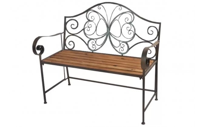 Ławka ogrodowa brązowa postarzana prowansalska siedzisko drewno BLACKIE