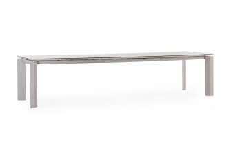 Rozkładany stół ogrodowy aluminiowy beżowy OTAVIO blat ceramiczny