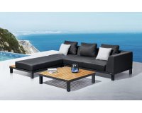 Aluminiowy grafitowy narożnik nowoczesny z elementami teak POLO PRO Higold