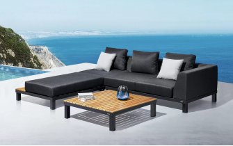 Aluminiowy grafitowy narożnik nowoczesny z elementami teak POLO PRO Higold