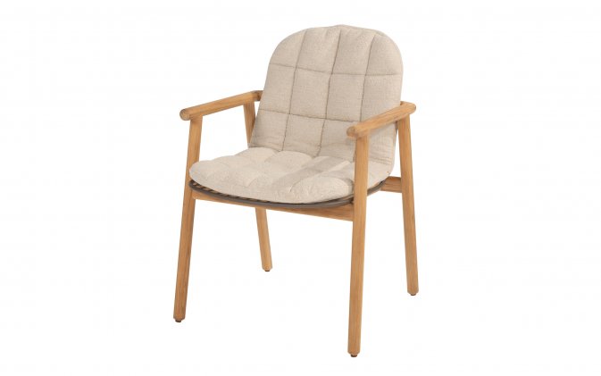 Krzesło obiadowe teakowe SAMOS z poduszkami z poszewkami Boucle