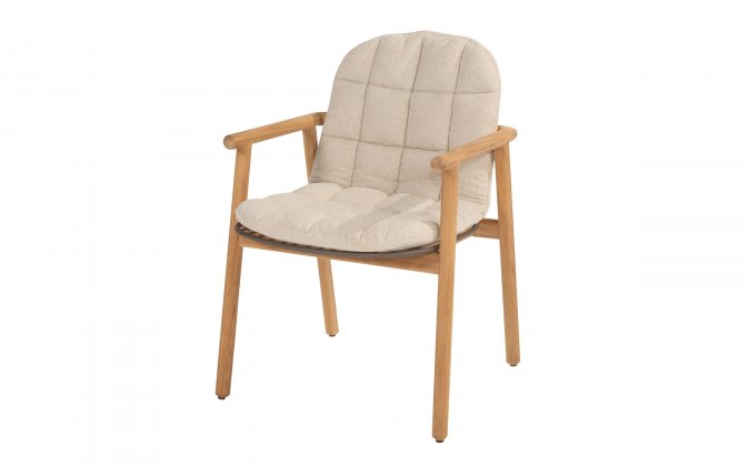 Krzesło obiadowe teakowe SAMOS z poduszkami z poszewkami Boucle 