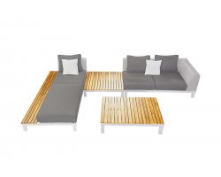 Aluminiowy biały narożnik nowoczesny z elementami teak POLO PRO Higold