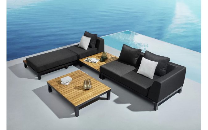 Aluminiowy grafitowy narożnik nowoczesny z elementami teak POLO PRO Higold