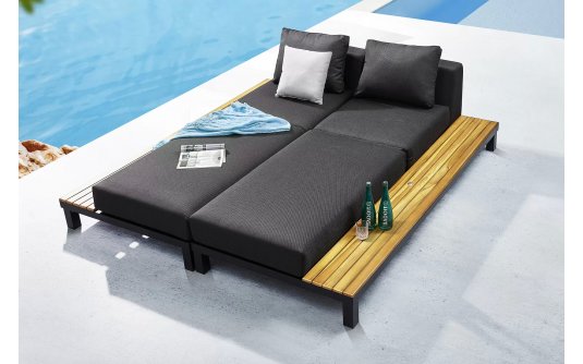 Aluminiowy grafitowy narożnik nowoczesny z elementami teak POLO PRO Higold