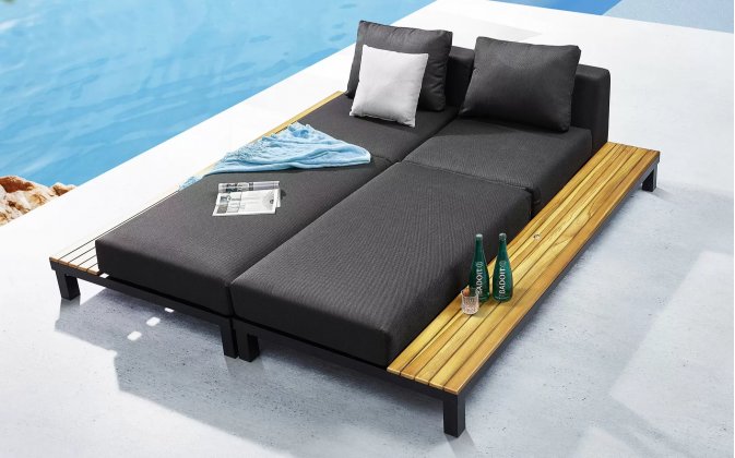 Aluminiowy grafitowy narożnik nowoczesny z elementami teak POLO PRO Higold