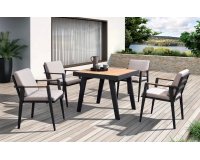 Komplet stołowy dla 4 osób antracytowy aluminiowy teak EMOTI Dining Small