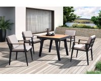 Komplet stołowy dla 4 osób antracytowy aluminiowy teak EMOTI Dining Small