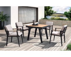 Komplet stołowy dla 4 osób antracytowy aluminiowy teak EMOTI Dining Small