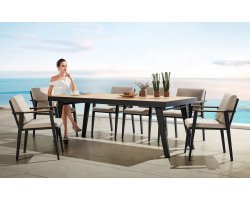 Komplet stołowy dla 8 osób grafitowy aluminiowy teak EMOTI Dining 