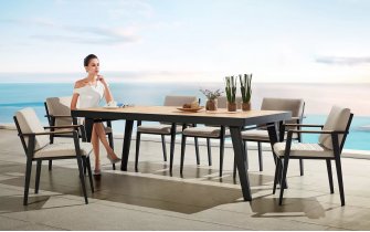 Komplet stołowy dla 8 osób grafitowy aluminiowy teak EMOTI Dining 