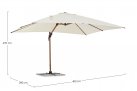 Parasol obrotowy 3D z nogą boczną alu drewno / poszycie beż 3x4 ORION bizzotto