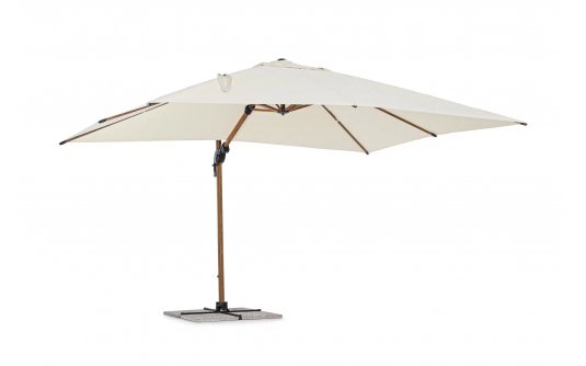 Parasol obrotowy 3D z nogą boczną alu drewno / poszycie beż 3x4 ORION bizzotto Parasol obrotowy 3D z nogą boczną alu drewno / poszycie beż 3x4 ORION bizzotto
