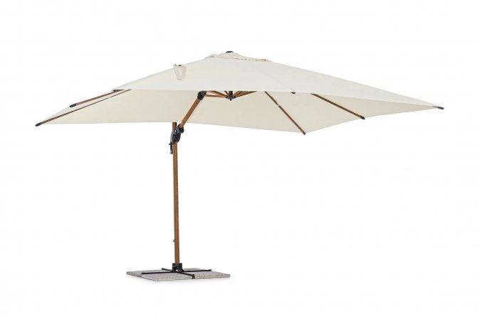 Parasol obrotowy 3D z nogą boczną alu drewno / poszycie beż 3x4 ORION bizzotto