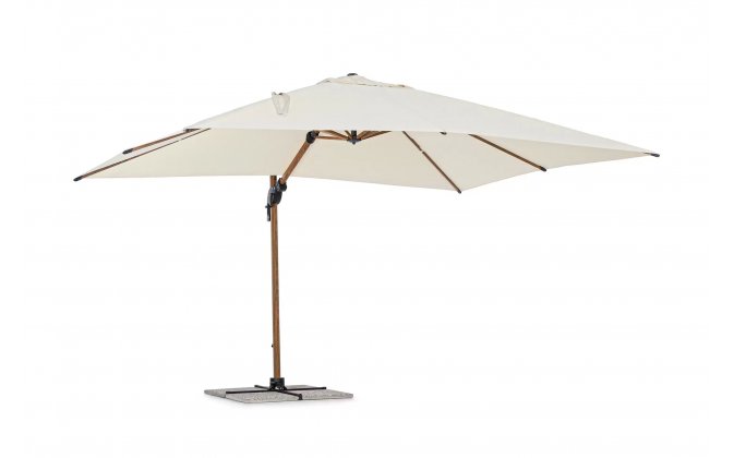 Parasol obrotowy 3D z nogą boczną alu drewno / poszycie beż 3x4 ORION bizzotto