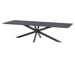 Ekspresowy stół ogrodowy 280 x 95 cm podstawa krzyżowa aluminiowa ciemnoszara blad HPL ciemnoszary minerva 4so
