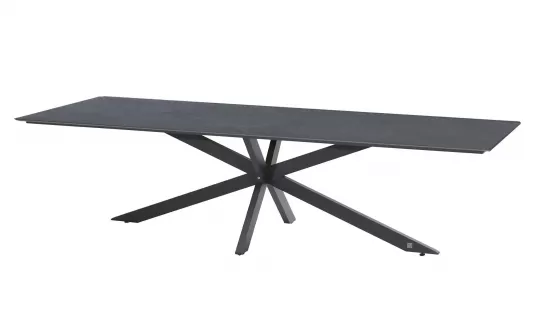 Ekspresowy stół ogrodowy 280 x 95 cm podstawa krzyżowa aluminiowa ciemnoszara blad HPL ciemnoszary minerva 4so