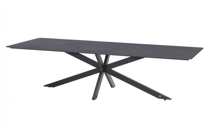 Ekspresowy stół ogrodowy 280 x 95 cm podstawa krzyżowa aluminiowa ciemnoszara blad HPL ciemnoszary minerva 4so