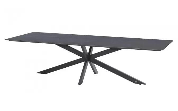 Ekspresowy stół ogrodowy 280 x 95 cm podstawa krzyżowa aluminiowa ciemnoszara blad HPL ciemnoszary minerva 4so