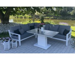 Narożnik Timber 222x222 aluminiowy biały poduszki Mist Grey Soltex