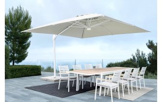 Biały parasol ogrodowy obrotowy i pochylany 3x3 EDEN bizzotto