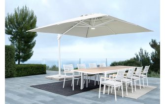 Biały parasol ogrodowy obrotowy i pochylany 4x3 EDEN bizzotto