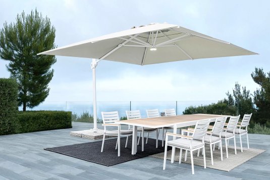 Biały parasol ogrodowy obrotowy i pochylany 4x3 EDEN bizzotto