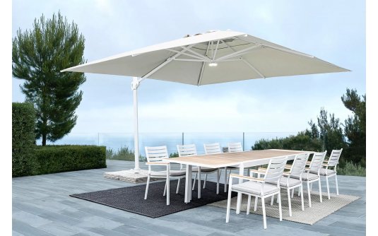 Biały parasol ogrodowy obrotowy i pochylany 4x3 EDEN bizzotto