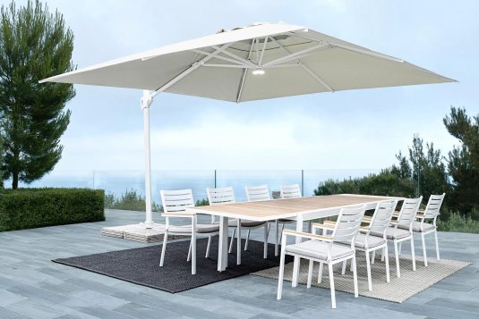 Biały parasol ogrodowy obrotowy i pochylany 4x4 EDEN bizzotto