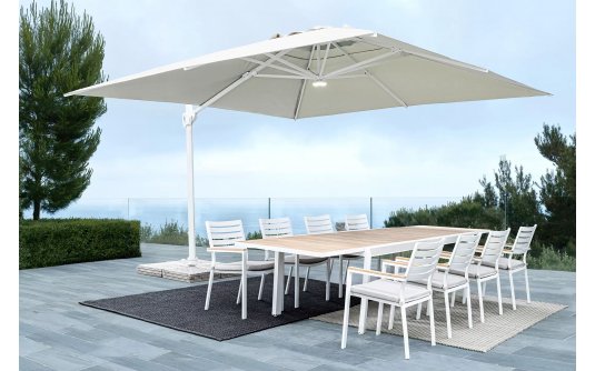 Biały parasol ogrodowy obrotowy i pochylany 4x4 EDEN bizzotto