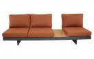 Narożnik modułowy BARBADOS aluminiowy grafitowy / elementy teak / poduszki czerwone Olefin