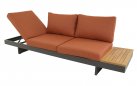 Narożnik modułowy BARBADOS aluminiowy grafitowy / elementy teak / poduszki czerwone Olefin