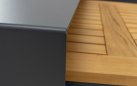 Narożnik modułowy BARBADOS aluminiowy grafitowy / elementy teak / poduszki czerwone Olefin