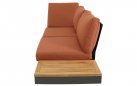 Narożnik modułowy BARBADOS aluminiowy grafitowy / elementy teak / poduszki czerwone Olefin
