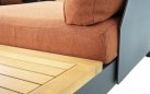 Narożnik modułowy BARBADOS aluminiowy grafitowy / elementy teak / poduszki czerwone Olefin