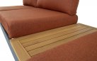 Narożnik modułowy BARBADOS aluminiowy grafitowy / elementy teak / poduszki czerwone Olefin