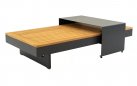 Narożnik modułowy BARBADOS aluminiowy grafitowy / elementy teak / poduszki szare Olefin
