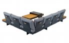 Narożnik modułowy BARBADOS aluminiowy grafitowy / elementy teak / poduszki szare Olefin