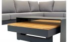Narożnik modułowy BARBADOS aluminiowy grafitowy / elementy teak / poduszki szare Olefin
